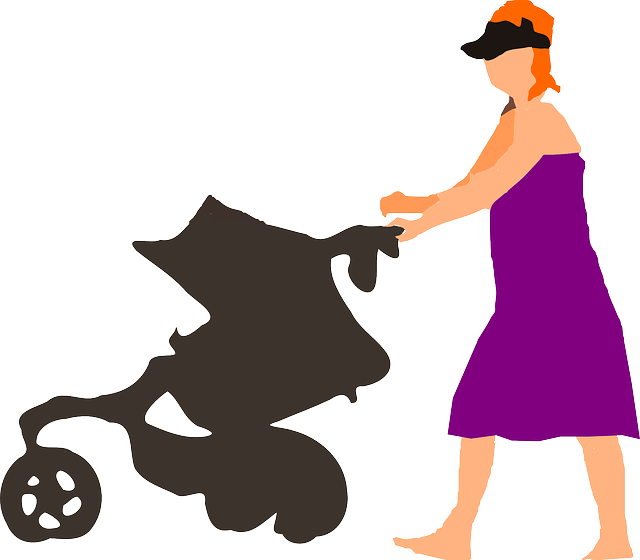 žena s kočárkem ilustrace